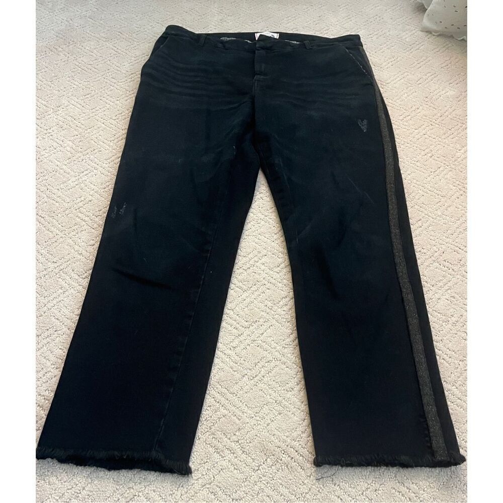 Sundry Black Denim Distressed Pants with Sparkly Stripes on Sides
